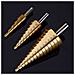 Set 3 Frese Coniche Hss Titanio Mm 4-12 4-20 4-32 Attacco Esagonale Conica - Foto miniatura 1