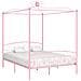 Letto A Baldacchino Rosa In Metallo 180x200 Cm - Foto miniatura 1