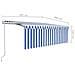 Tenda Automatica Parasole LED Sensore Vento 4,5x3 m Blu Bianco - Foto miniatura 7