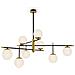 Lampadario Contemporanea Nostalgia Metallo Oro Opaco 9 Luci Diffusori Bianchi - Foto miniatura 1