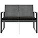 Panca Da Giardino A 2 Posti Con Cuscini Rattan Pp Grigio Scuro - Foto miniatura 3