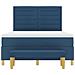Letto a Box Spring con Materasso & Panchina Blu 140x190 cm Tessuto - Foto miniatura 9