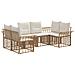 Set di divani da esterno 6 pcs Naturale e Bianco Crema - Foto miniatura 1