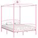 Letto A Baldacchino Rosa In Metallo 160x200 Cm - Foto miniatura 1