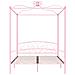 Letto A Baldacchino Rosa In Metallo 160x200 Cm - Foto miniatura 3
