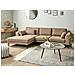 Divano Angolare 3 Posti Flam Tessuto Marrone Chiaro Lato Destro - Foto miniatura 1