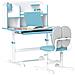 Set Scrivania e Sedia per Bambini Regolabili, Banco Scuola con Piano Inclinabile, Cassetto, Scaffale, Blu - Foto miniatura 1