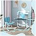 Set Scrivania e Sedia per Bambini Regolabili, Banco Scuola con Piano Inclinabile, Cassetto, Scaffale, Blu - Foto miniatura 5