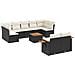 Set Divani da Giardino 10pz con Cuscini in Polyrattan Nero - Foto miniatura 1