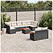 Set Divani da Giardino 10pz con Cuscini in Polyrattan Nero - Foto miniatura 2