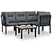 Set Salotto da Giardino 5 pz Nero e Grigio in Polyrattan - Foto miniatura 1