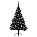 Albero di Natale artificiale con luci integrate Nero 150 cm PVC - Foto miniatura 3