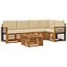 Set divani 6 pcs Naturale e Beige Legno di Acacia Massello - Foto miniatura 1