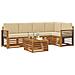 Set divani 6 pcs Naturale e Beige Legno di Acacia Massello - Foto miniatura 3