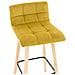 Sgabello Bar Design Lincoln Con Schienale In Velluto I Sedia Alta Da Cucina Trapuntata Con Telaio In Legno Di Faggio Altezza 75 CM Giallo - Foto miniatura 4