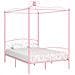 Letto A Baldacchino Rosa In Metallo 140x200 Cm - Foto miniatura 1