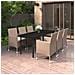 Set Da Pranzo Da Giardino 7 Pz E Cuscini In Polyrattan E Vetro - Foto miniatura 1