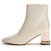 Fl7fddlea10 Stivaletto Tronchetto Scarpe Tacco Ankle Boots Avorio Beige 36 - Foto miniatura 1