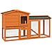Conigliera A 2 Piani Da Esterno In Legno Di Abete E Filo Di Metallo, 150x45x85 Cm, Arancione - Foto miniatura 6