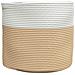 Cestino Portaoggetti Beige E Bianco 40x35 Cm In Cotone - Foto miniatura 2