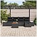 Set da Giardino 6 Pezzi con Cuscini Rattan Sintetico Nero - Foto miniatura 3