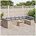 Set di divani da giardino da 11 pezzi con cuscini beige in polyrattan e acacia - Foto miniatura 3
