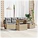 Set Sofà da Giardino a 6 Pezzi con Cuscini Beige Polyrattan, Sofà da Giardino a 2 Posti con Cuscini Beige Polyrattan - Foto miniatura 2