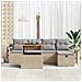 Set Sofà da Giardino a 6 Pezzi con Cuscini Beige Polyrattan, Sofà da Giardino a 2 Posti con Cuscini Beige Polyrattan - Foto miniatura 3