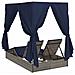 Lettino da sole doppio Set di 2 Grigio e blu navy Rattan Grande - Foto miniatura 7