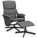 Poltrona Reclinabile Massaggio Poggiapiedi Grigio Scuro Tessuto - Foto miniatura 3
