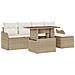 Set divano da giardino  a 6 pezzi con cuscini beige in rattan sintetico, Divano da giardino  a 2 posti con cuscini beige in rattan sintetico - Foto miniatura 1