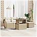 Set divano da giardino  a 6 pezzi con cuscini beige in rattan sintetico, Divano da giardino  a 2 posti con cuscini beige in rattan sintetico - Foto miniatura 2