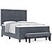 Letto a Box Spring con Materasso & Panchina Grigio Scuro 140x200 cm Velluto - Foto miniatura 4