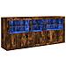 Credenza con Luci LED Rovere Fumo 162x37x67 cm - Foto miniatura 1