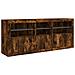 Credenza con Luci LED Rovere Fumo 162x37x67 cm - Foto miniatura 5