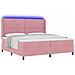 Letto a molle con materasso con led Rosa 200 x 200 cm Velluto - Foto miniatura 1