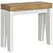 Consolle Allungabile 90x40/196 Cm Naxy Mix Small Piano Bianco Frassino - Quercia Natura /bianco Frassino - Foto miniatura 4