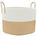 Cestino Portaoggetti Beige E Bianco 51x33 Cm In Cotone - Foto miniatura 2