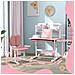 Set Scrivania e Sedia per Bambini Regolabili, Banco Scuola con Piano Inclinabile, Cassetto, Scaffale, Rosa - Foto miniatura 5
