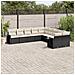 Set Divani Da Giardino 10pz Con Cuscini In Polyrattan Nero - Foto miniatura 1