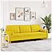 Divano a 3 Posti con Cuscini Giallo Chiaro 210 cm in Tessuto - Foto miniatura 2