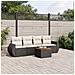 Set Divani da Giardino 5 pz con Cuscini in Polyrattan Nero - Foto miniatura 2