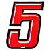 Numero 5 Adesivo Slim Olografico Rosso, 10 x 6,5 cm - Foto miniatura 1