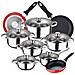 Set 12 Pezzi Cassel In Acciaio Inox Con Padella (16/20/24 Cm) Navy Red In Alluminio Stampato - Foto miniatura 1