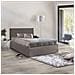 Letto Piazza E Mezza Clea, Set Testata In Ecopelle Con Rete Ortopedica E Mantovana, 100% Made In Italy, Adatto A Materasso Da Cm 120x190, Tortora - Foto miniatura 1
