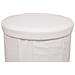 Pouf Salotto Contenitore Ecopelle Rotondo Pieghevole Tinta Unita Pouf Bianco - Foto miniatura 4