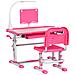 Set Scrivania per Bambini 6-12 Anni con Sedia Regolabile in Altezza, Cassetto, Luce e Piano Inclinabile, Rosa - Foto miniatura 1