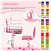Set Scrivania per Bambini 6-12 Anni con Sedia Regolabile in Altezza, Cassetto, Luce e Piano Inclinabile, Rosa - Foto miniatura 5