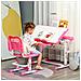 Set Scrivania per Bambini 6-12 Anni con Sedia Regolabile in Altezza, Cassetto, Luce e Piano Inclinabile, Rosa - Foto miniatura 6