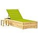 Lettino Da Giardino Con Tavolino Cuscino Legno Pino Impregnato - Foto miniatura 2